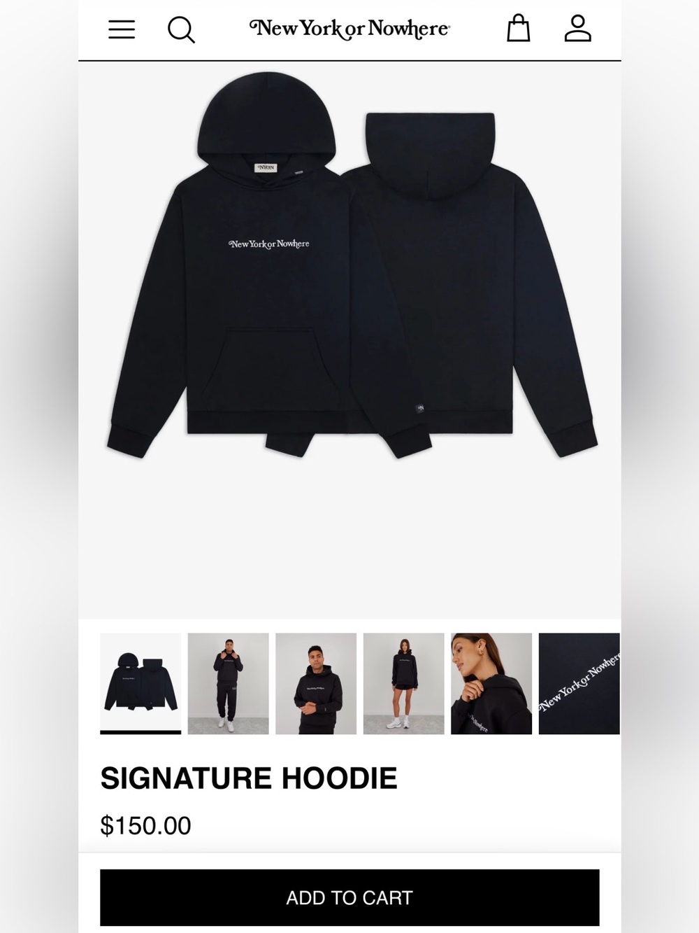 NewYorkorNowhere Signature Hoodie - Black